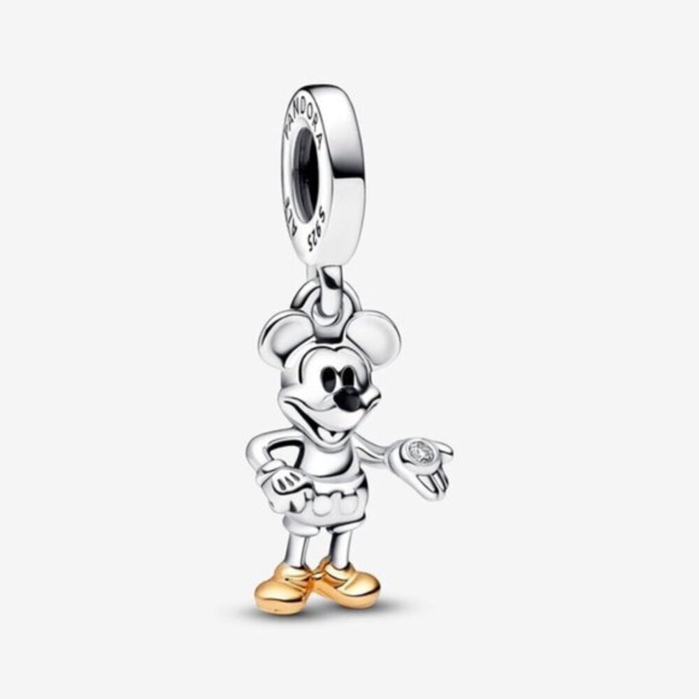Authentic Disney 100th Anniversary Mickey Mouse Lab-Grown Diamond Dangle Charm